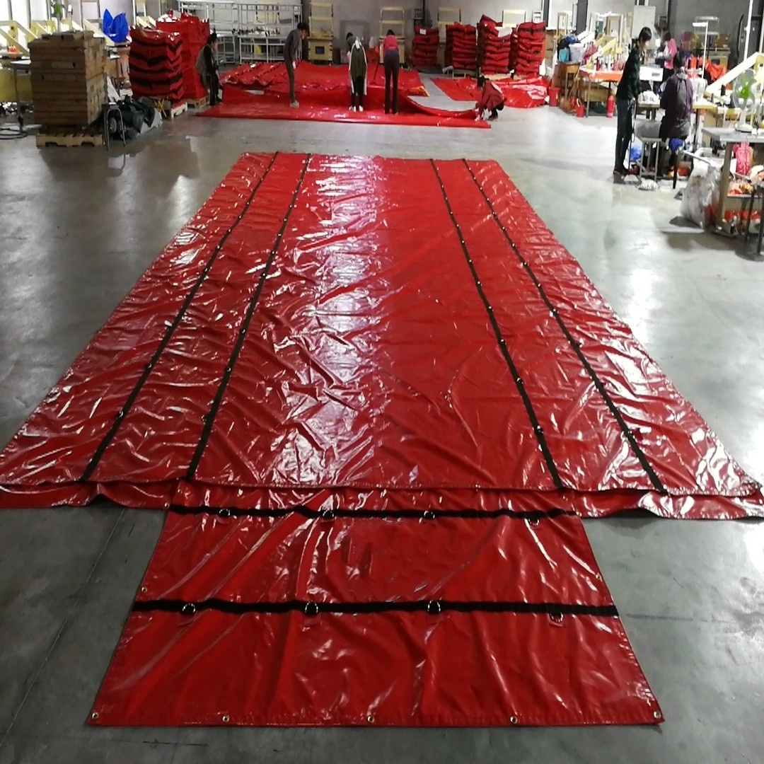 China Factory Top Quality Heavy Duty 18oz Lumber Tarp  8' Drop 24' x 27' with 8 Ft Drop Flatbed Truck Tarps with 8