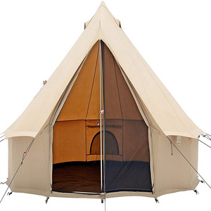 Cheap Factory Price Outdoor 4 Seasons Luxury Canvas Wall Glamping Tents 4M Winter Family Bell Camping Canopy Tents For Sale