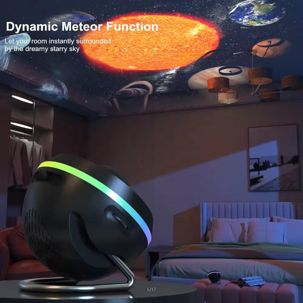 home galaxy projector light and 360 Adjustable Design Meteor and Galaxy projector Black 4K pictures led kids night light