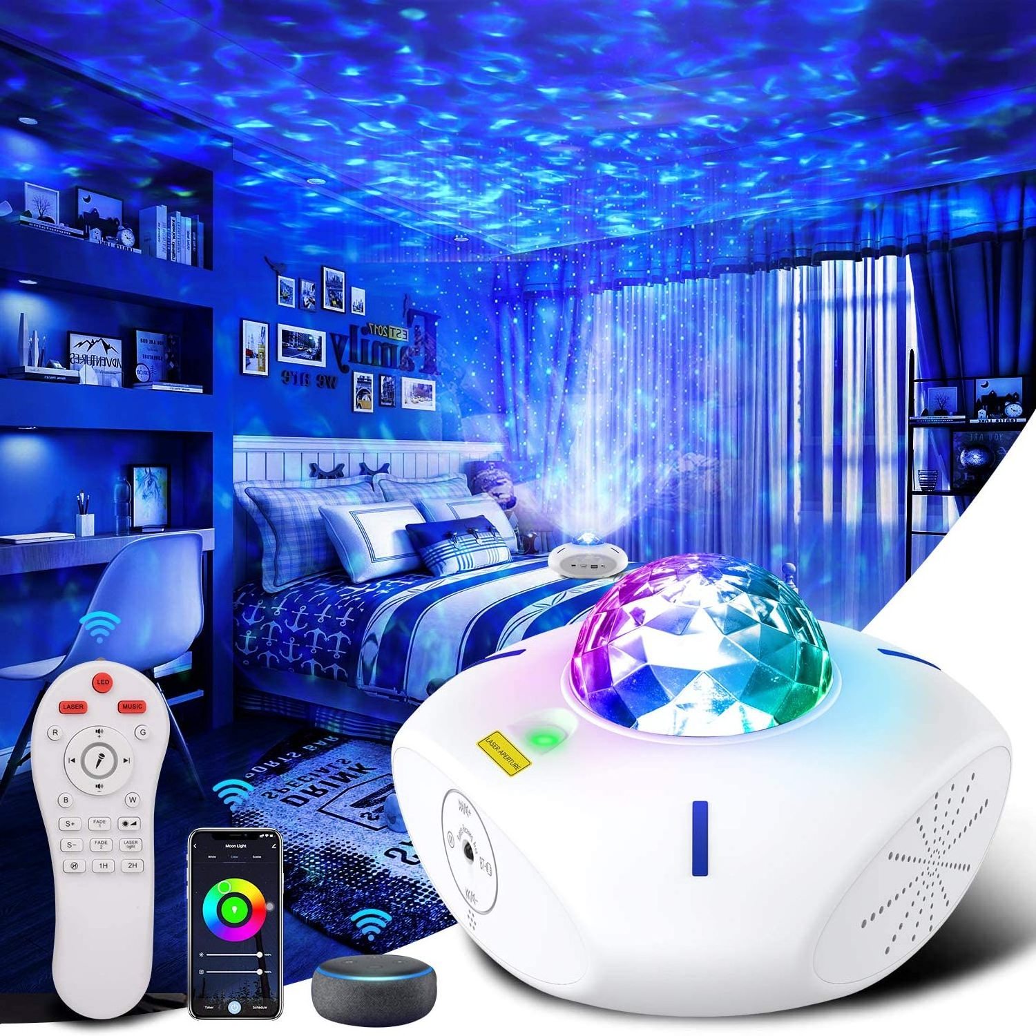 Touch smart led laser star starry projector lamp lights wifi led lighting galaxy kids nebula night light projector for bedroom