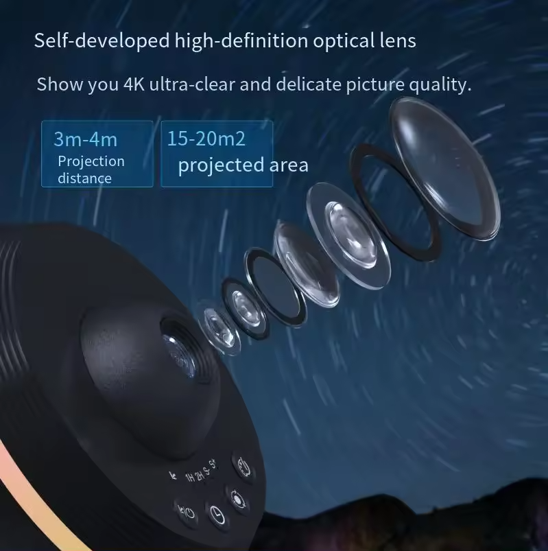 home galaxy projector light and 360 Adjustable Design Meteor and Galaxy projector Black 4K pictures led kids night light