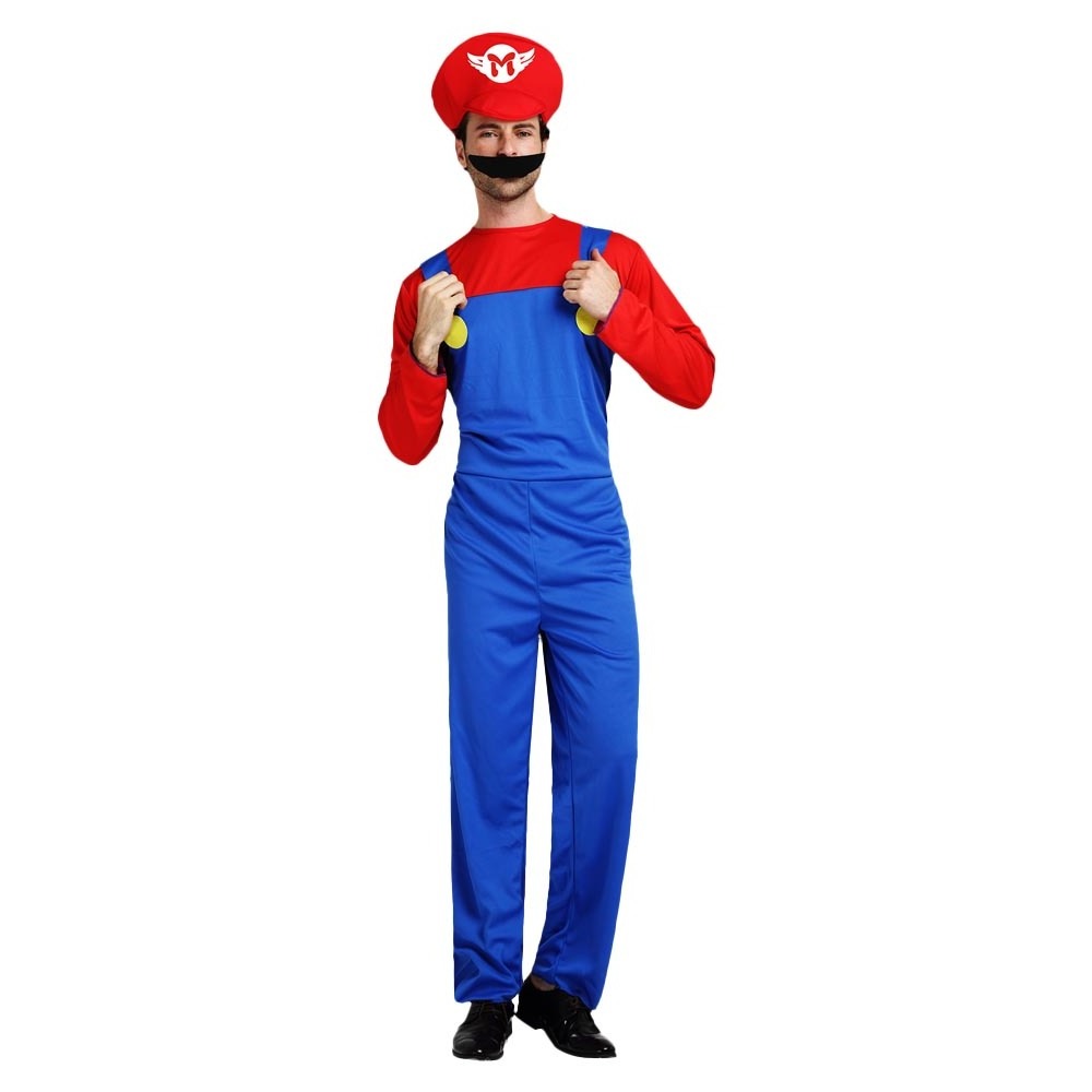 Costume Halloween Plumber Costume Cosplay Jumpsuit for Adult Men Women