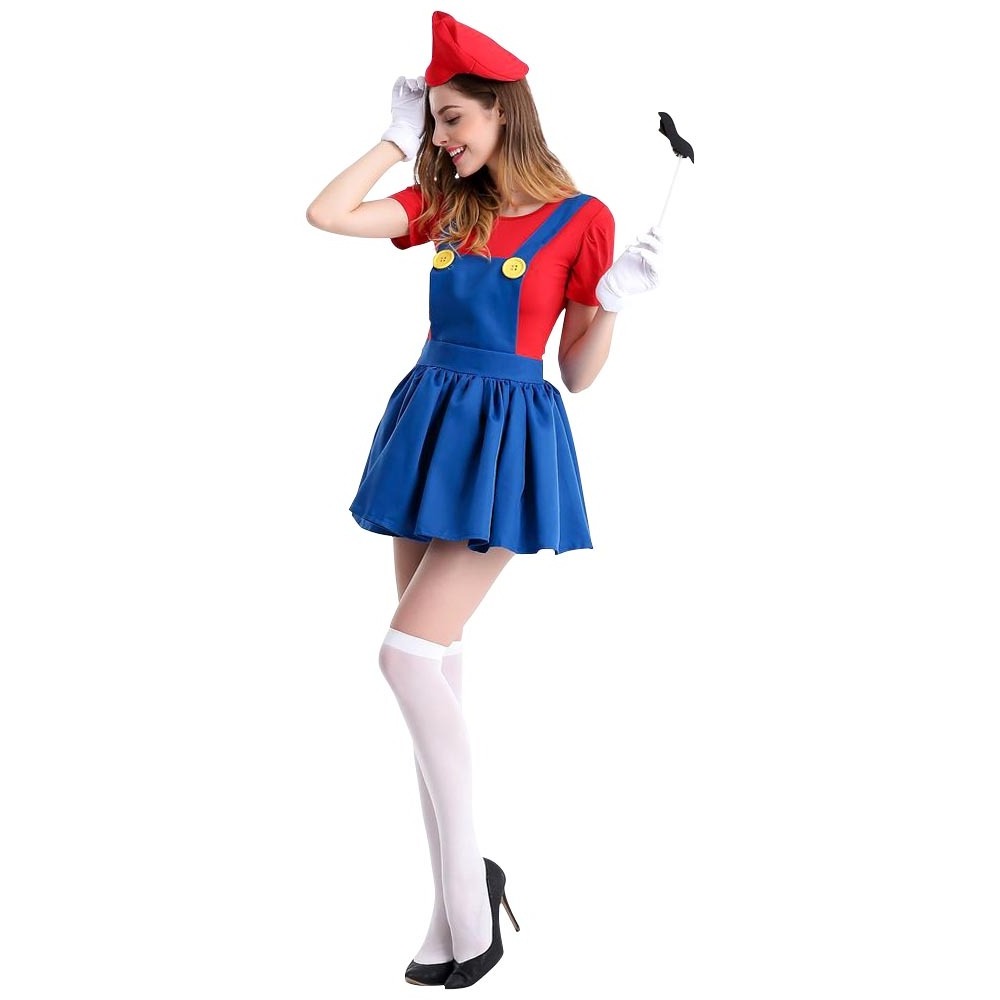 Female Super Plumber/Mario Adult Costume - Large