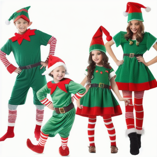 Christmas Costume children's Christmas Elf costume role play parents and children wear adult children's men and women's Green Ch