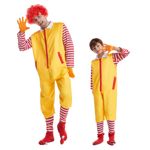 Christmas Parent-Child Clown Costume Party Stage Performance Clothing Yellow Clown Costume For Kids Cosplay Costume