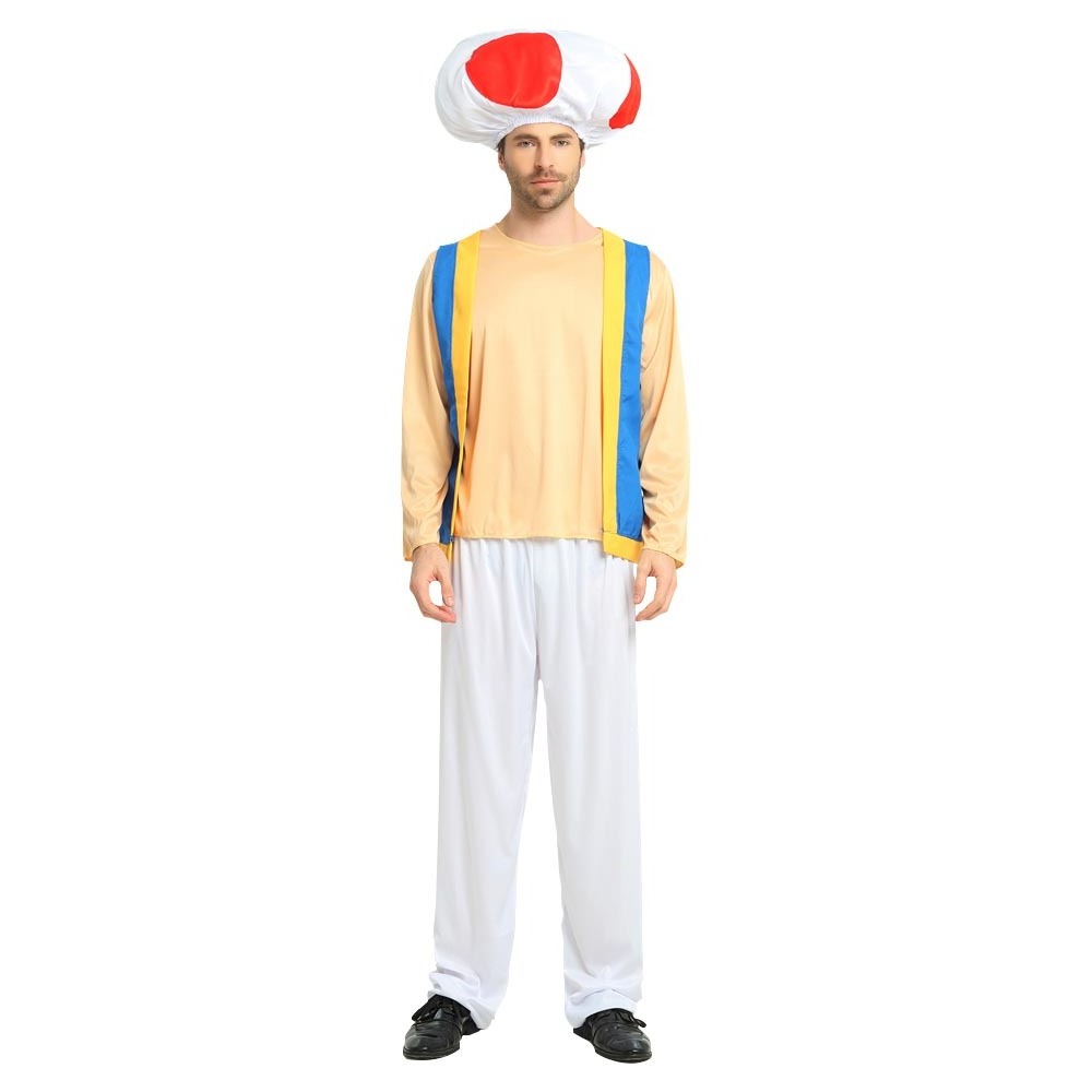 Costume Halloween Plumber Toad Costume Jumpsuit for Adult Men Women