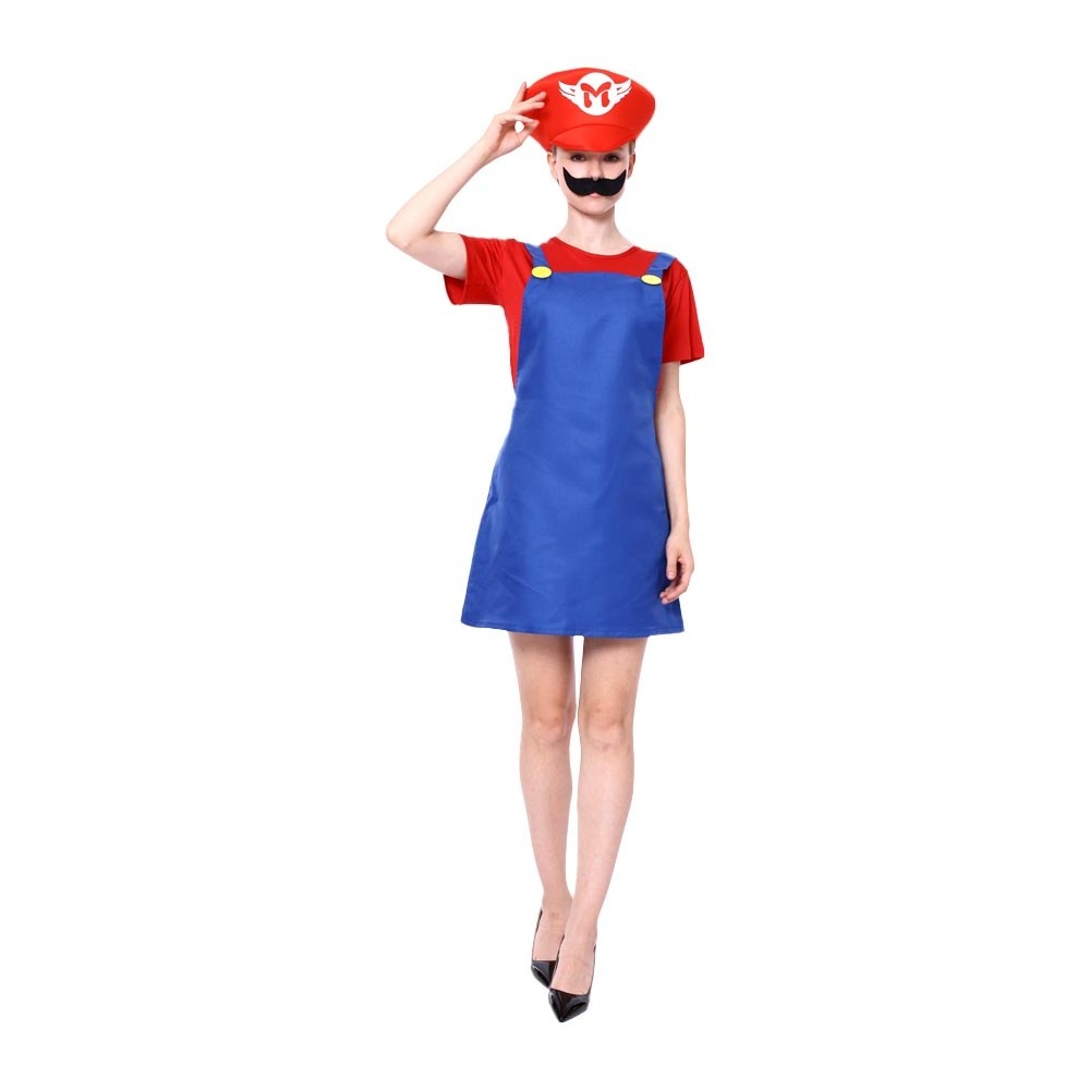 Women's 3 Pc Sexy Gamer Babe Costume with Crop Top, Suspender Shorts, Hat