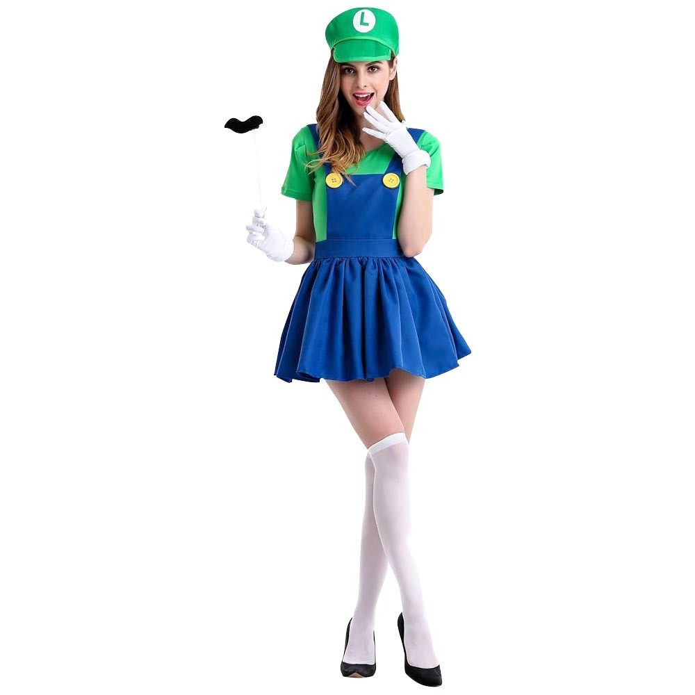 Female Super Plumber/Mario Adult Costume - Large