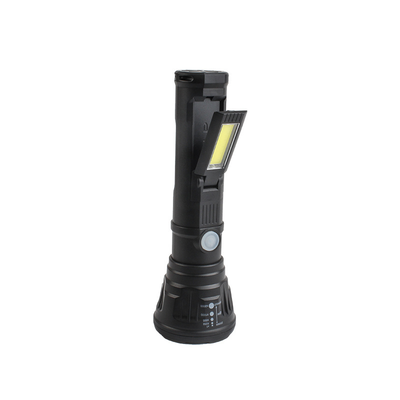 Factory Wholesale Adjustable Swivel Side Lights 3 Head USB Rechargeable Torch Light Long Time Flashlight