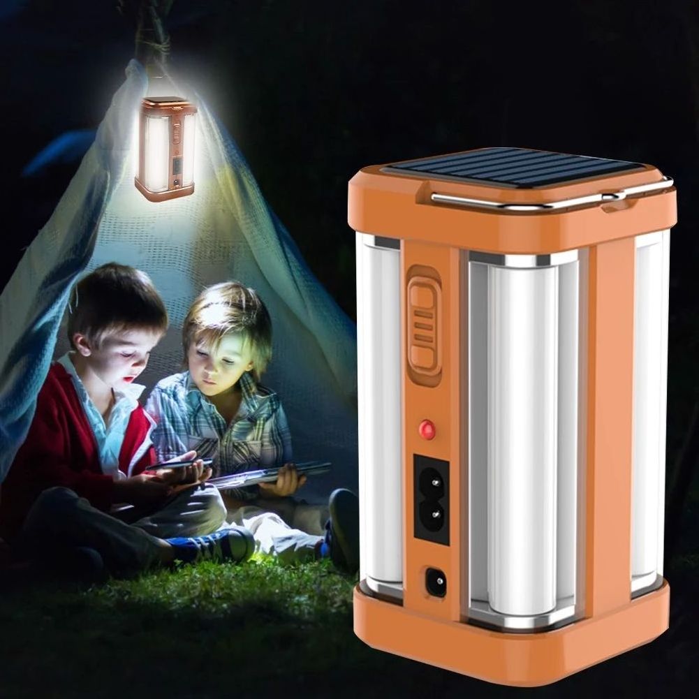 Outdoor Emergency Portable Lantern 4 Sides Rechargeable Night Lights Flashlight Tent Lamp For Hiking Led Solar Camping Light