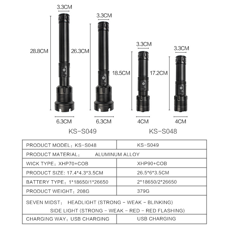 500-3200 lumen 1000m long range torch 500 lumens 2km distance flashlight