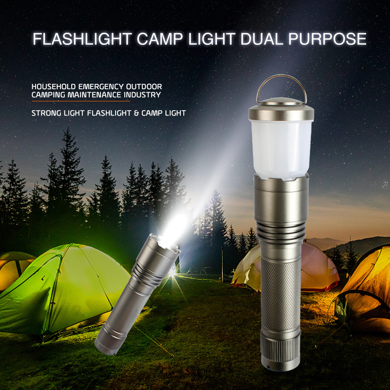 bottom switch third gear light adjustment removable lampshade rotatable focusing external 3*aa battery camping flashlight