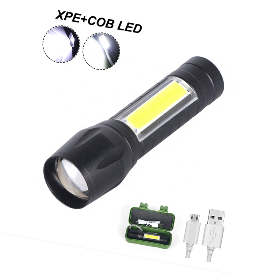 Multi Function Telescopic Focusing Waterproof 3w Cob Led Xpe Pocket Tiny Torch Light Rechargeable Mini Flashlights