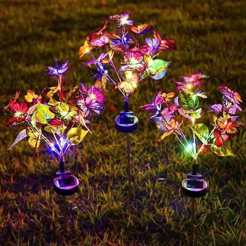 Hot Selling Outdoor Waterproof Solar Butterfly Swing Flower Shape LED Lamp Solar Powerd Garden Decoration Lights