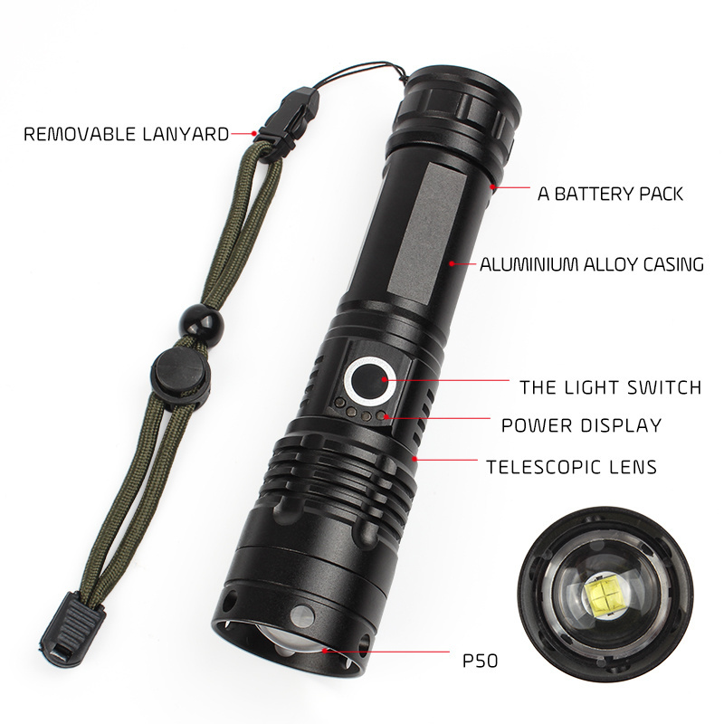 ipx4 waterproof flashlight with power display pocket led torch tactical led linternas