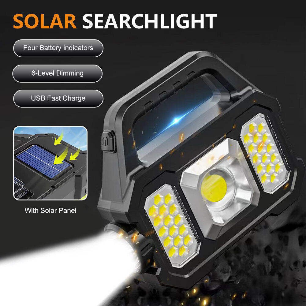 2024 Factory Wholesale Usb Rechargeable Cob Hand Emergency Light Lamp Led Multifunctional Solar Flashlight