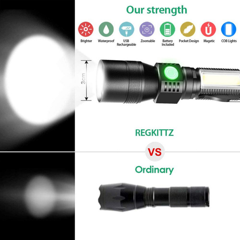 Ip65 7 Modes Adjustable Usb Rechargeable Led Aluminium Alloy Torch 1000 Lumen Tactical Uv Flashlight