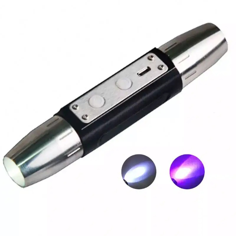 4 Lights Aluminum Alloy Stainless Steel Head White Purple Yellow Light USB Gem Stone Jade Jewelry Flashlights