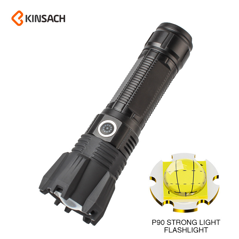 P90 Bright Nine Palace Grid Lamp Beads Third Gear Light Adjustment External Lithium Battery Led Lights Flashlight