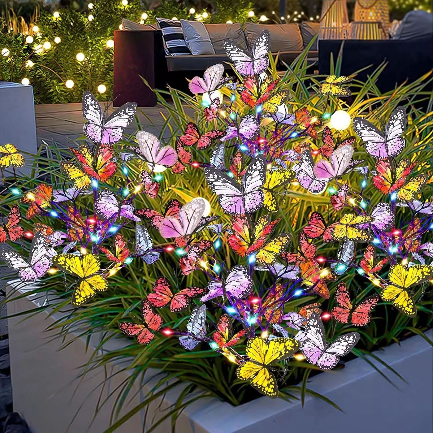 Hot Selling Outdoor Waterproof Solar Butterfly Swing Flower Shape LED Lamp Solar Powerd Garden Decoration Lights