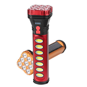 2024 Hot Sale Multifunction USB Interface Lithium Battery Led Red Solar Flashlight