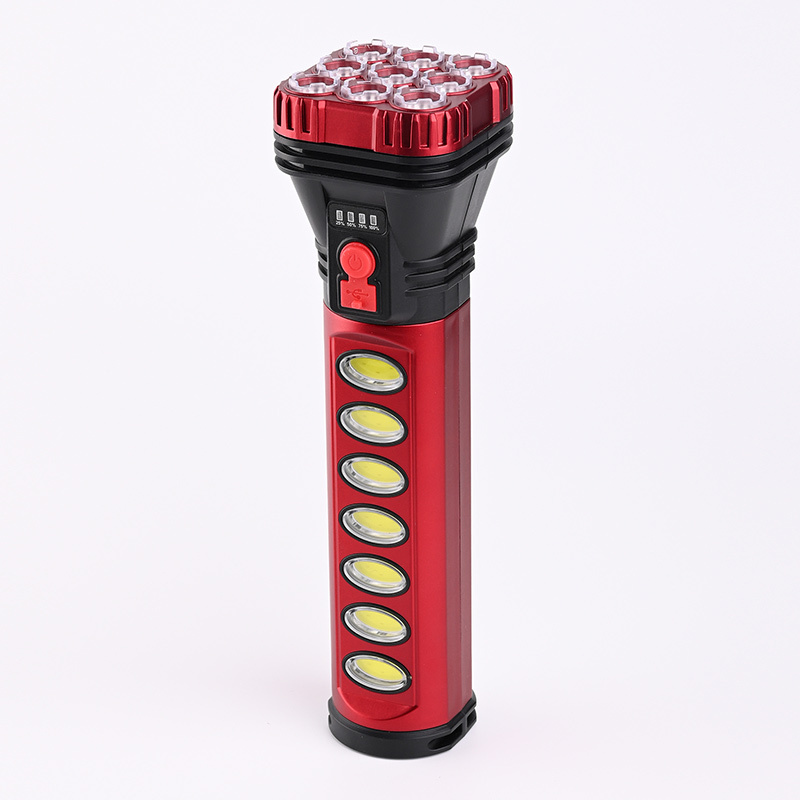 2024 Hot Sale Multifunction USB Interface Lithium Battery Led Red Solar Flashlight