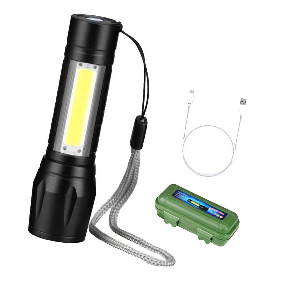 Multi Function Telescopic Focusing Waterproof 3w Cob Led Xpe Pocket Tiny Torch Light Rechargeable Mini Flashlights