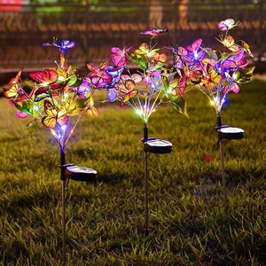 Hot Selling Outdoor Waterproof Solar Butterfly Swing Flower Shape LED Lamp Solar Powerd Garden Decoration Lights