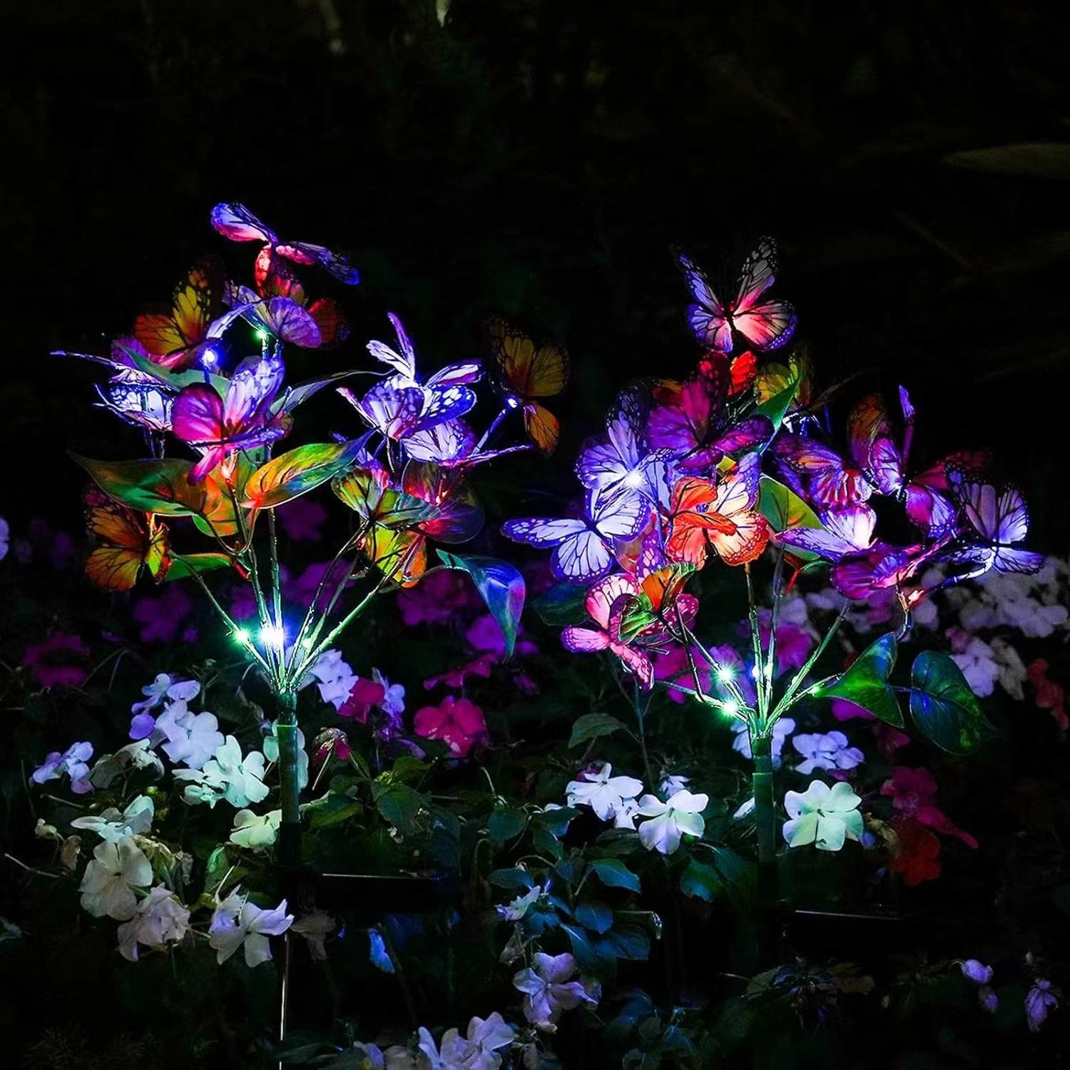 Hot Selling Outdoor Waterproof Solar Butterfly Swing Flower Shape LED Lamp Solar Powerd Garden Decoration Lights