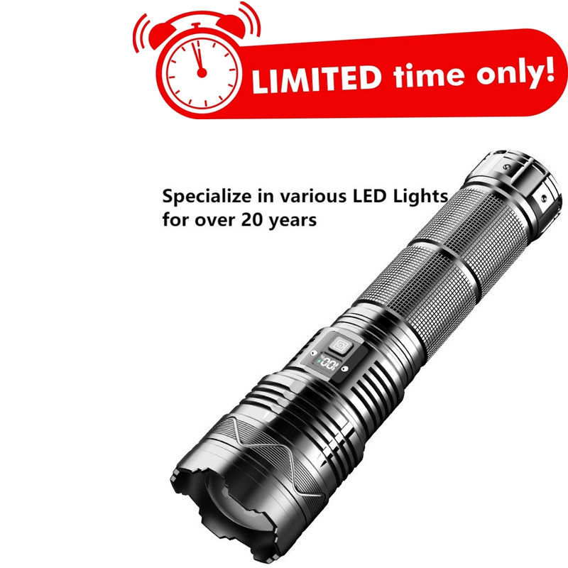 Super Bright Long Range Powerful Led Zoom Type-c Usb Rechargeable Light High Lumens Detection Flashlight