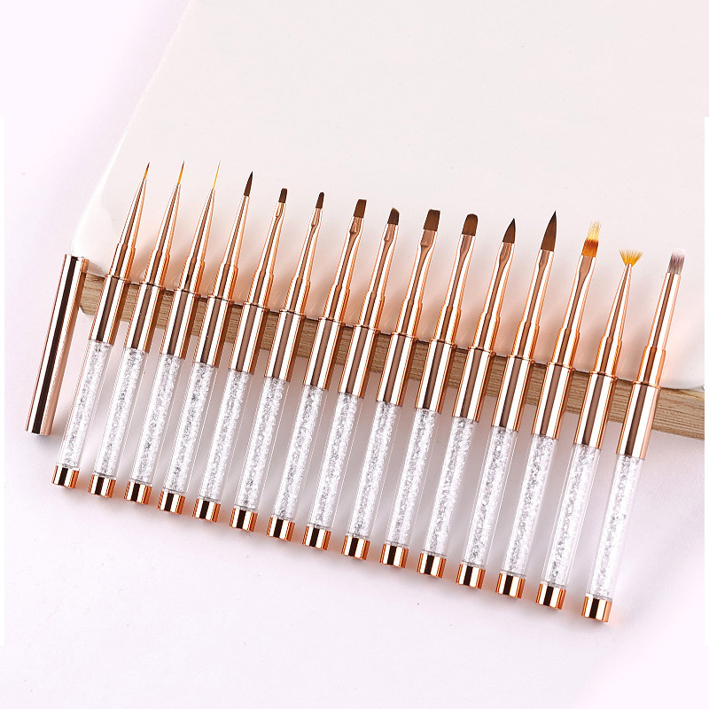 Nail Art Brushes Set 9pcs Nail Brushes Round Oval Gel Builder Nail Art Tools Liner Brush for Acrylic Application