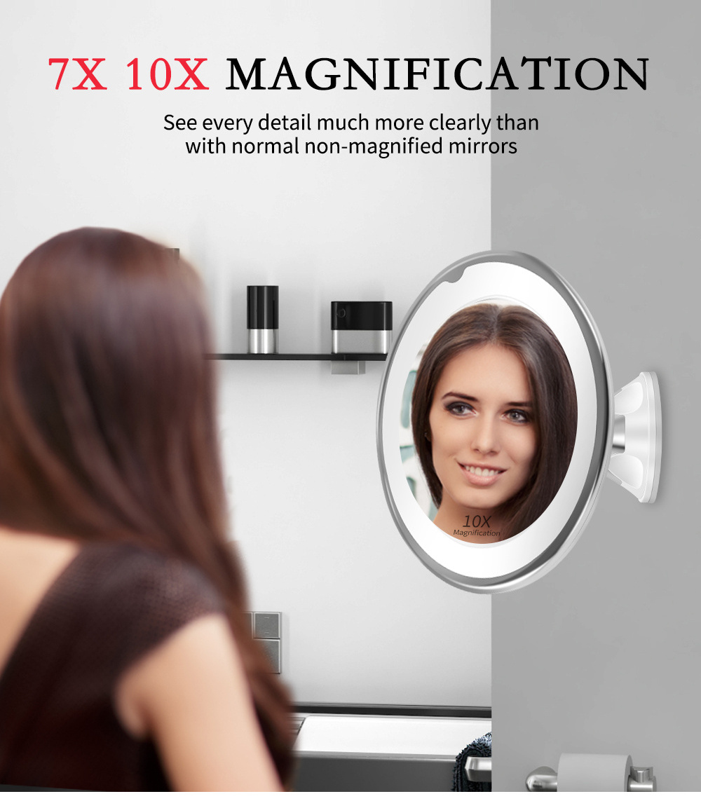 Make up Vanity Mirror With 10X Lights LED Magnifying  Cosmetic Mirrors Light Magnification and Com pact Mirror