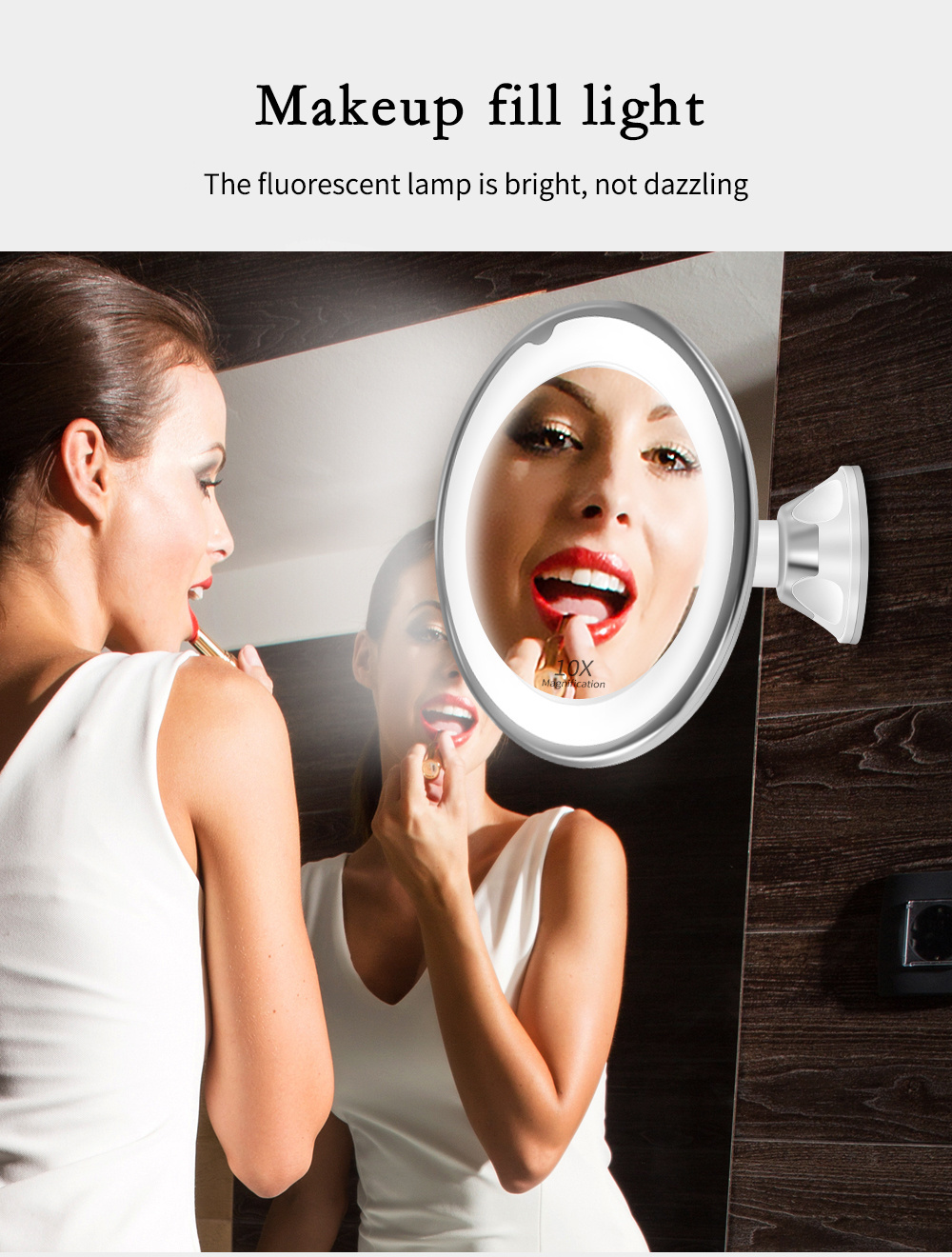 Make up Vanity Mirror With 10X Lights LED Magnifying  Cosmetic Mirrors Light Magnification and Com pact Mirror