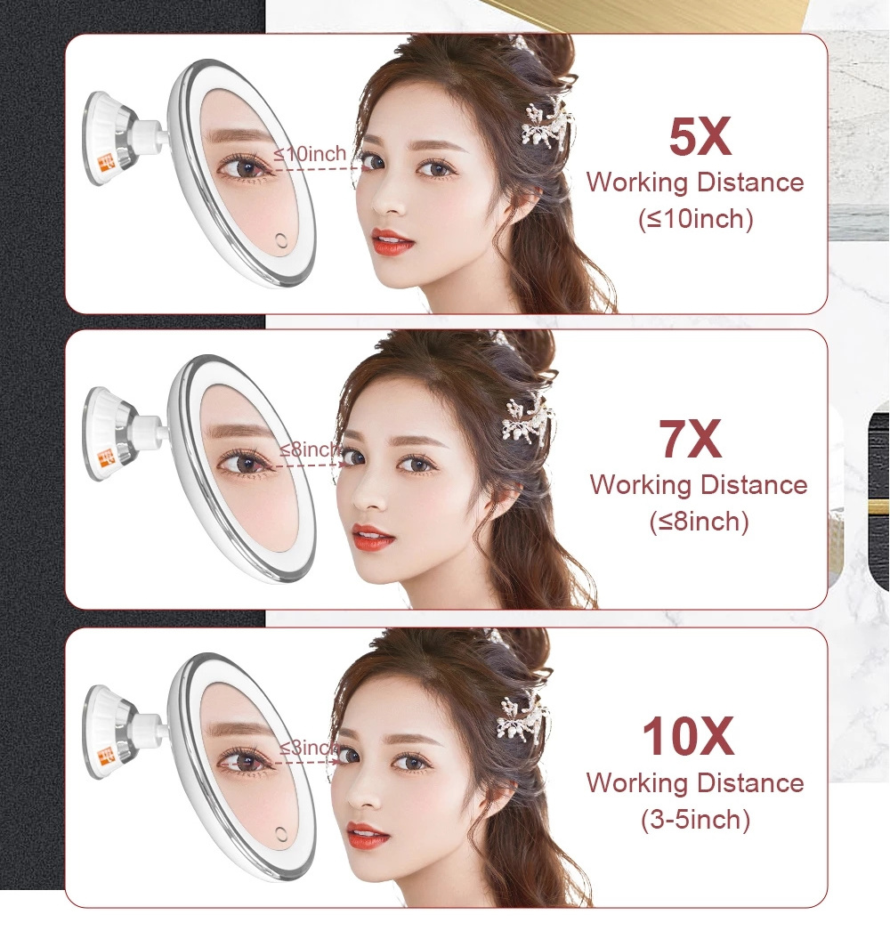 Make up Vanity Mirror With 10X Lights LED Magnifying  Cosmetic Mirrors Light Magnification and Com pact Mirror