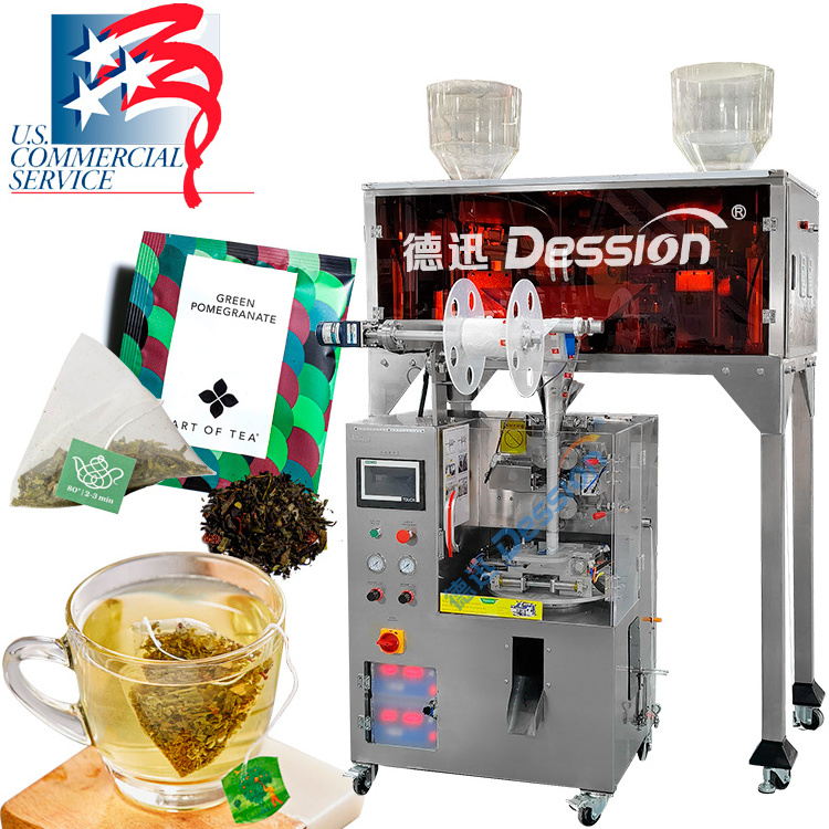 USA Local Service Automatic Dip Tea Bag Making Packing Machine Pyramid Herbal Tea Bag Nylon Triangle Tea Bag Packing Machine