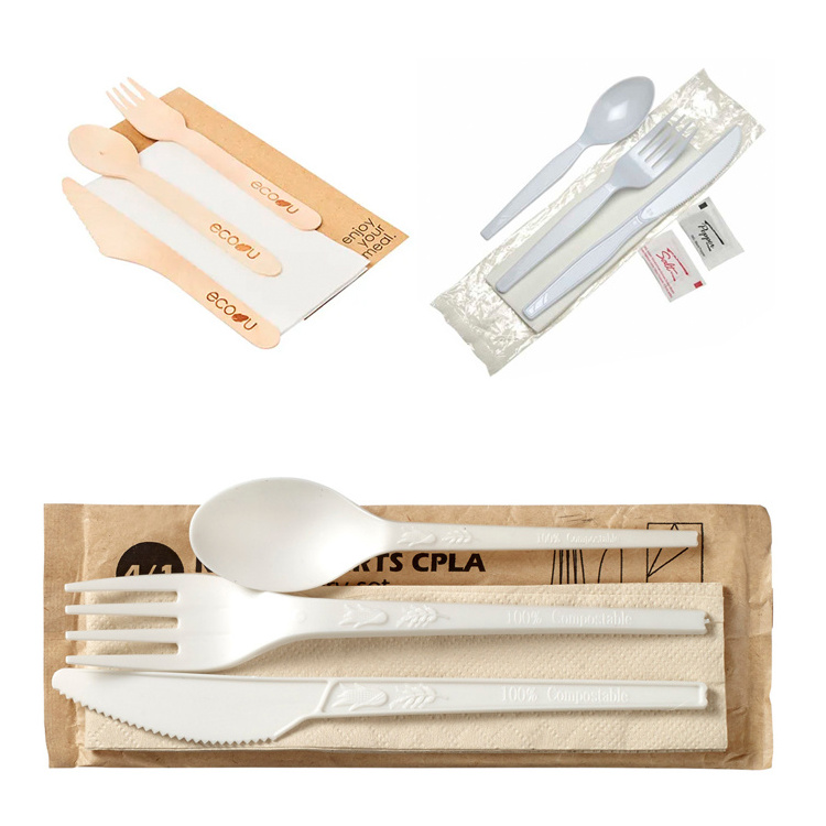 Full Automatic Disposable Tableware Set Packing Machine Plastic Cutlery Set Packing Machine Wooden Cutlery Set Packing Machine