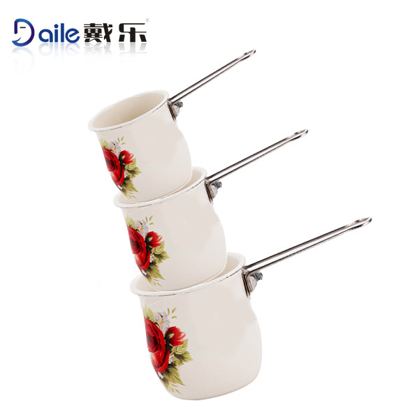 Custom decal 7/8/10cm stainless steel handle enamel carbon steel milk boiler pot