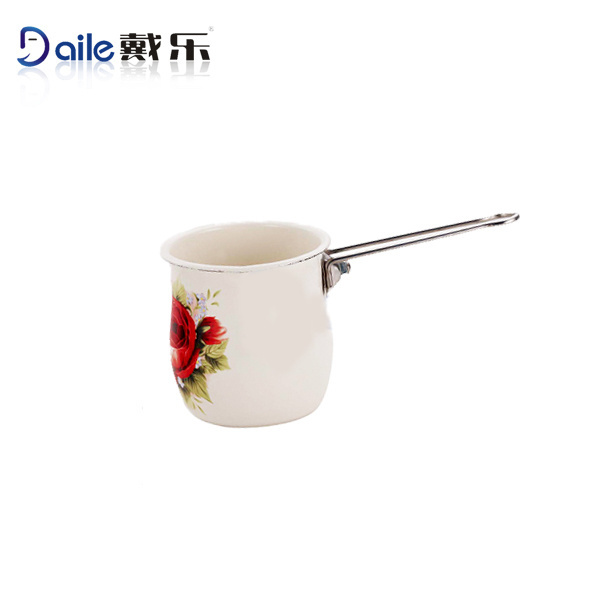 Custom decal 7/8/10cm stainless steel handle enamel carbon steel milk boiler pot