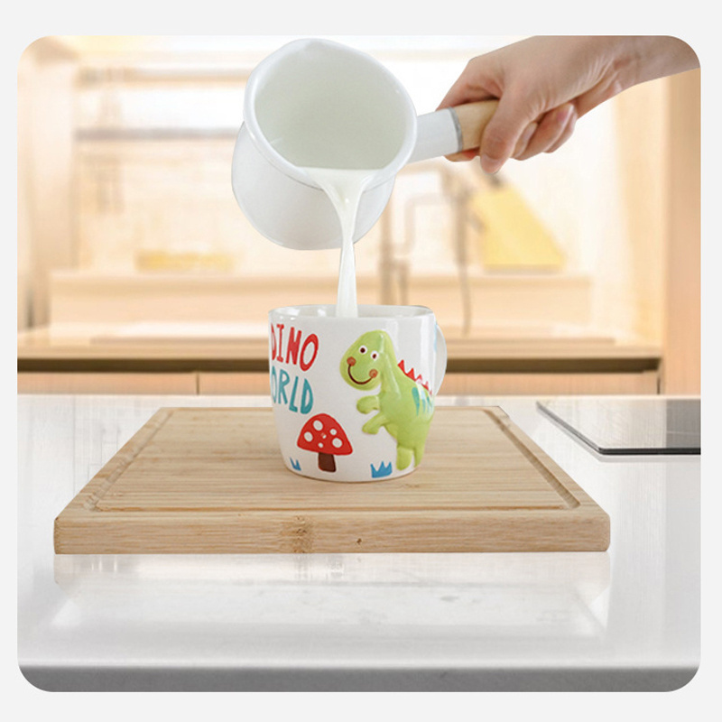 Low price leaking mouth single handle enamel baby food supplement pot coffee milk butter pot