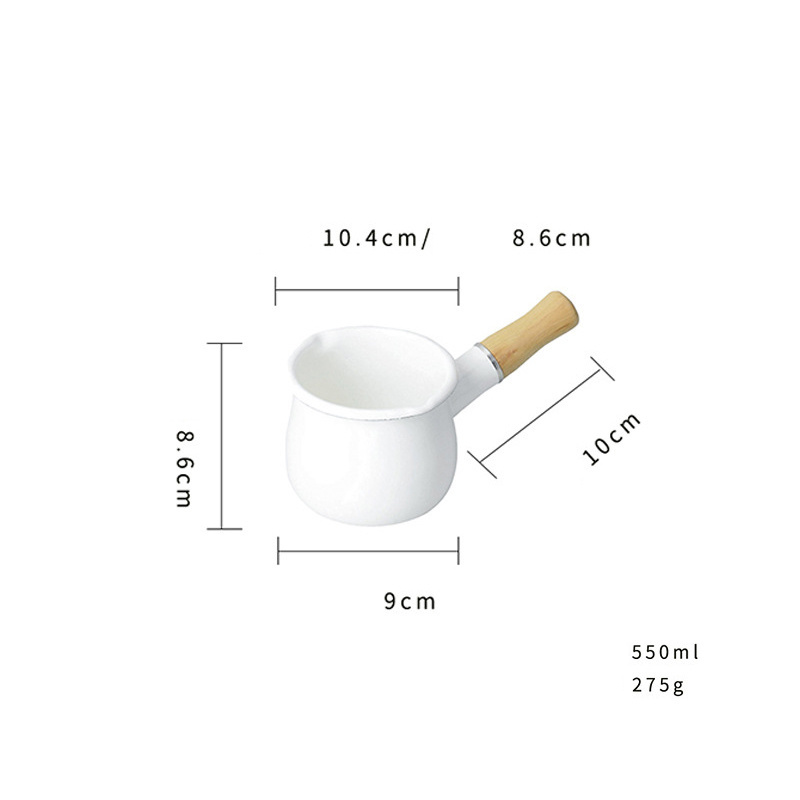 Low price leaking mouth single handle enamel baby food supplement pot coffee milk butter pot