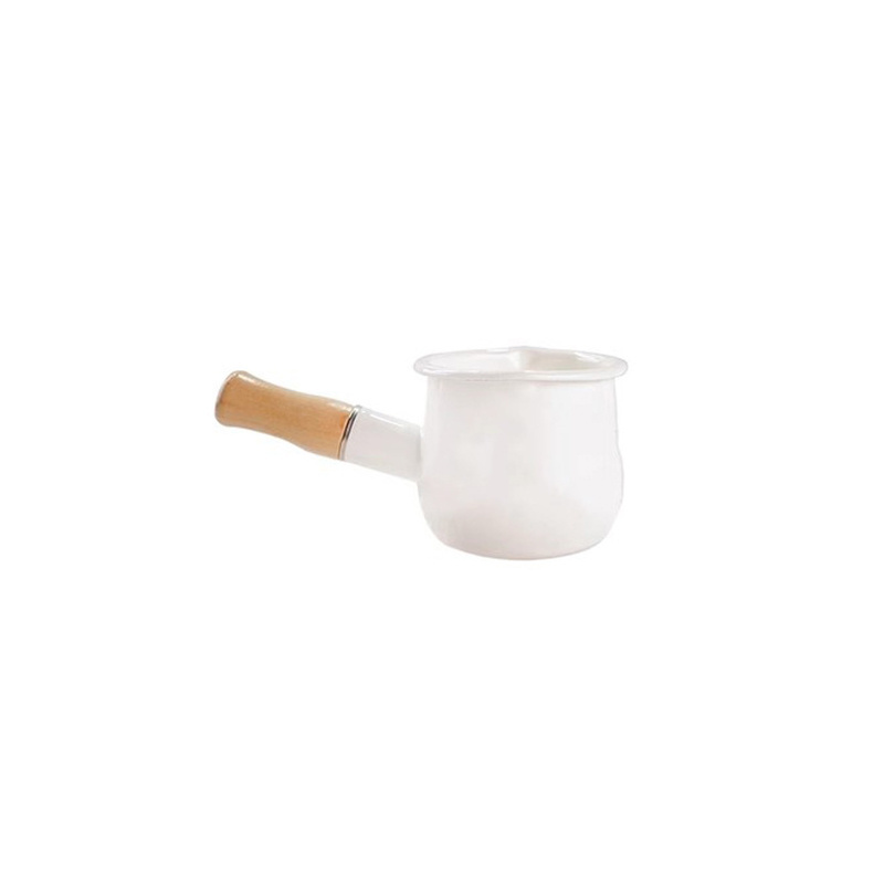 Durable Japanese style leaking mouth single handle mini ceramic enamel milk pot