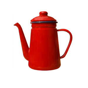 Exquisite structure manufacturing red retro enamel kettle tea pot enamel camping coffee kettle