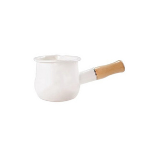 Durable Japanese style leaking mouth single handle mini ceramic enamel milk pot