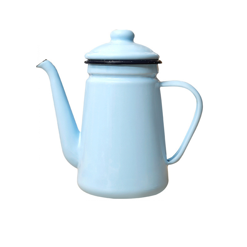 Exquisite structure manufacturing red retro enamel kettle tea pot enamel camping coffee kettle