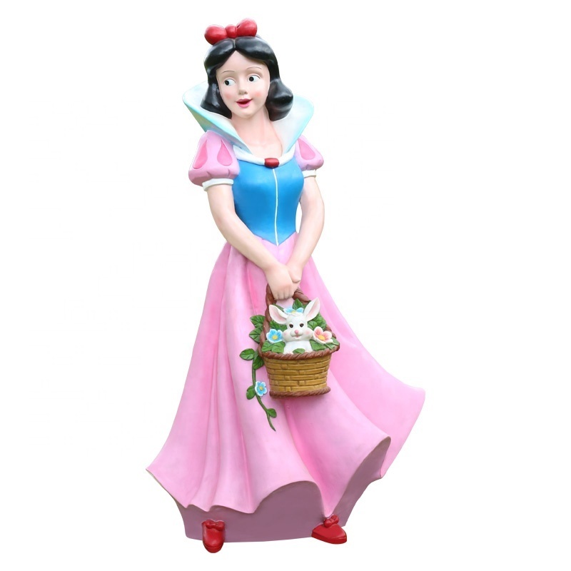 Outdoor Decoration Fiberglass Cartoon Character Princess Snow And The Seven Dwarfs Sculpture Garden Statues Decoration