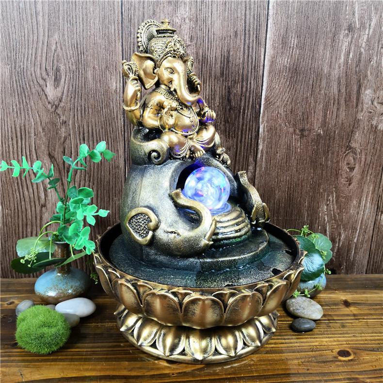 Southeast Asia Elephant Gods Ganesh Statue Buda Water Fountain Ornament Gifts Crafts Decoration Tabletop Water Fountain