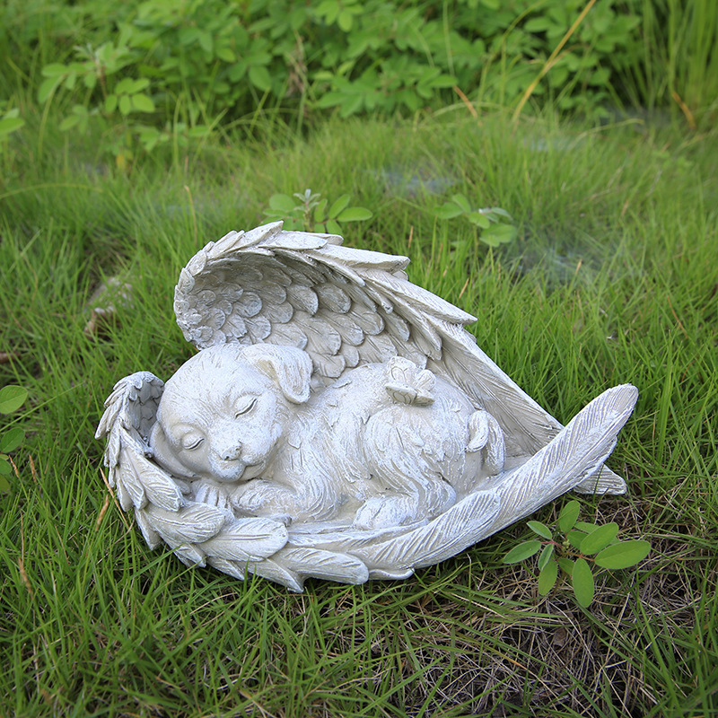 Home Decoration Garden Decor Animal Angel Ornaments Resin Statue Creative Angel Dog Cat Decoration Pet Tombstone Memorial Stone