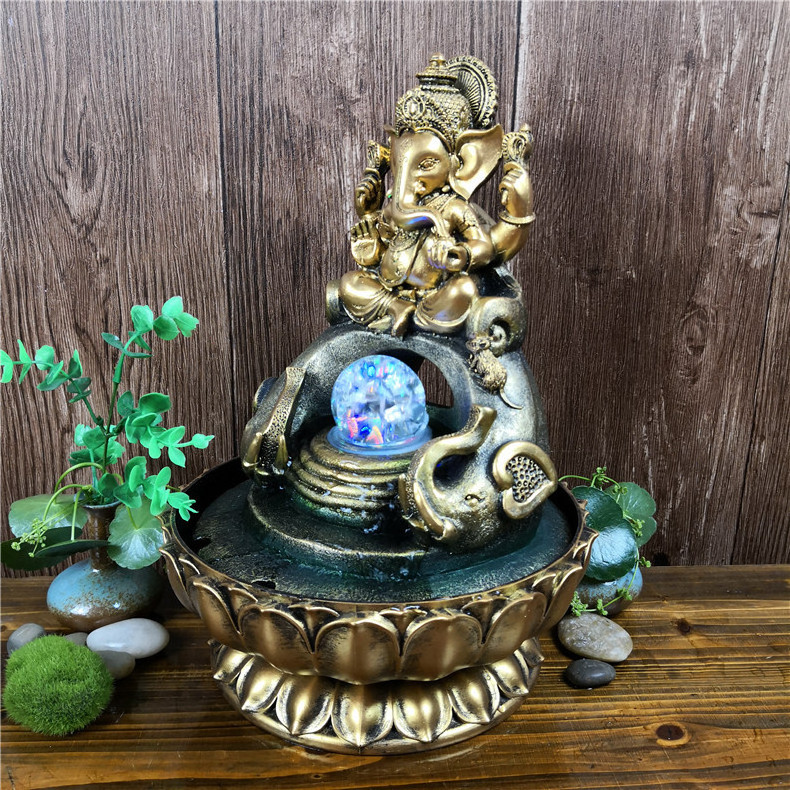 Southeast Asia Elephant Gods Ganesh Statue Buda Water Fountain Ornament Gifts Crafts Decoration Tabletop Water Fountain