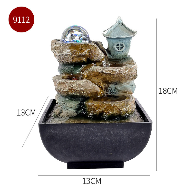 Home Decor Resin CraftsTabletop Fountain Waterfall Meditation With Glass Ball LED Feng Shui Fountain Indoor Mini Water Fountain