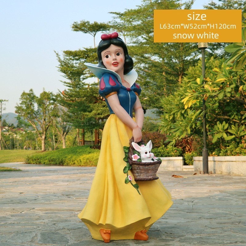 Outdoor Park Garden Decoration Princess Snow White and Seven Dwarfs Sculpture Fiberglass Cartoon Character Princess Sculpture